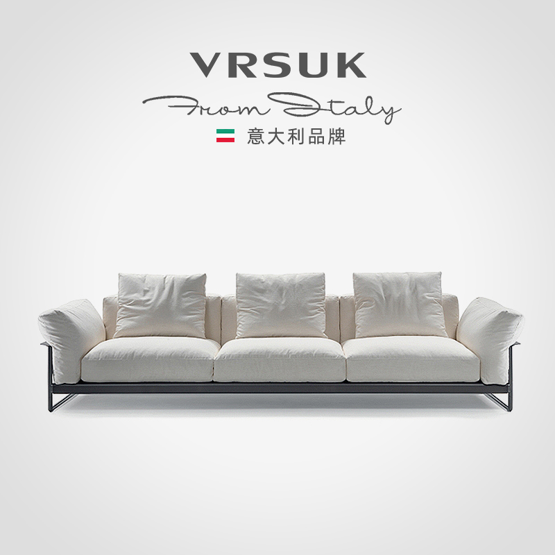 vrsuk Nordic Italian minimalist model house design leather sofa living room luxury first layer cowhide villa luxury