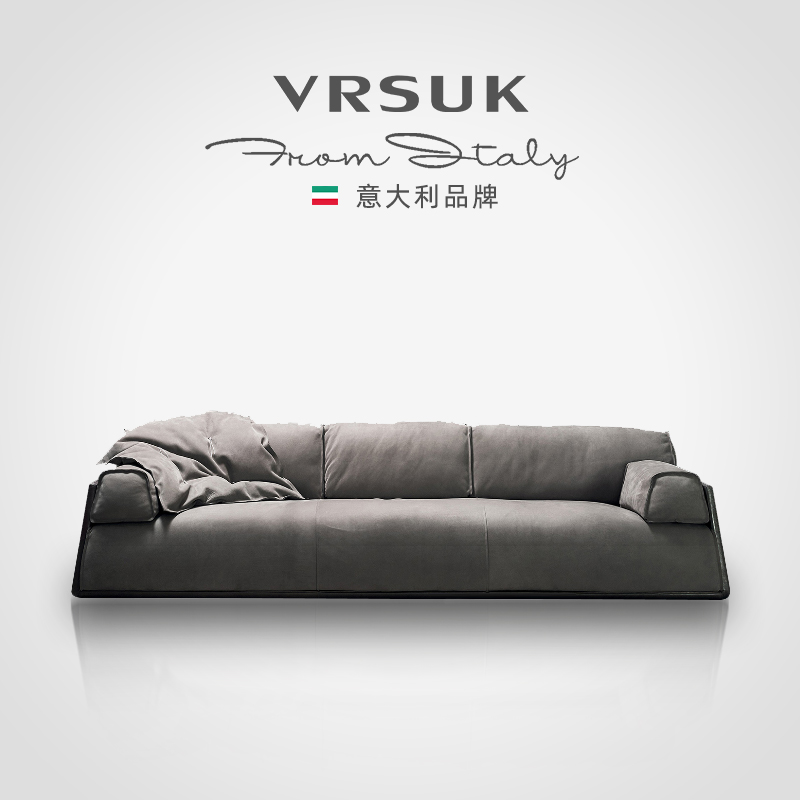 vrsuk italian Nordic Italian-style minimalist frosted fabric real leather sofa villa with a minimalist and luxurious down combination