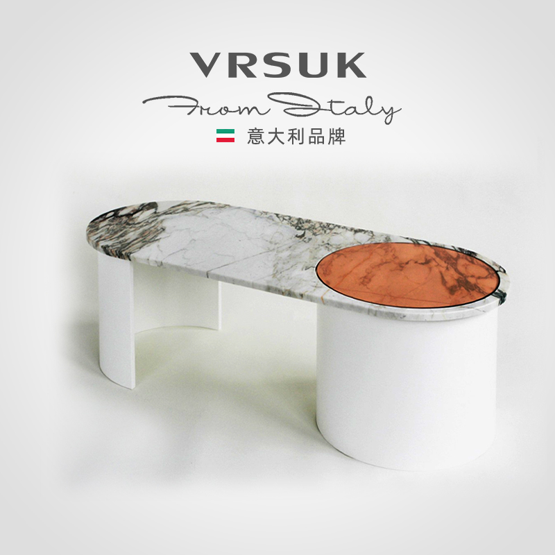 vrsuk flagship store Served pink Pole minimalist design Powder White Natural Stone Tea Table Nordic Light Lavish Marble