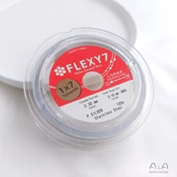 Серебристо-белая стальная проволка, шелковые нитки, 0.3mm, 1м