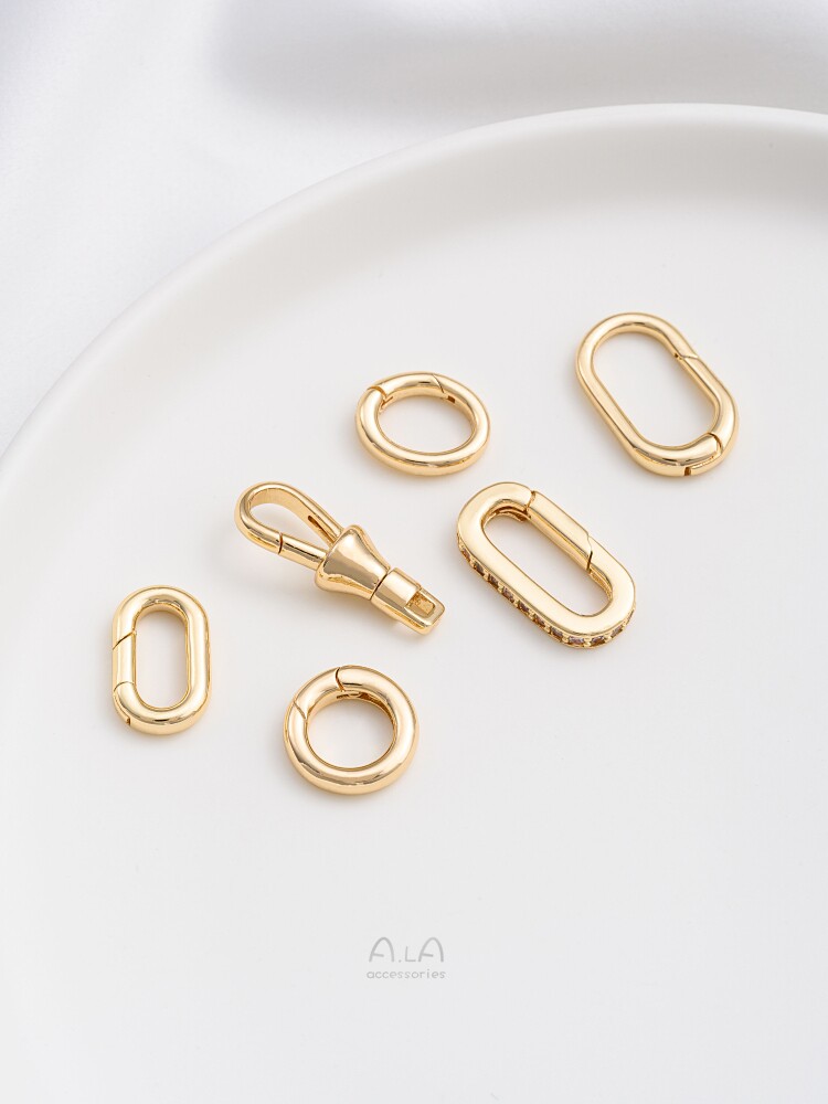 COLOR-RETAINING UNIVERSAL BUCKLE 14K GOLD-FILLED ROUND OVAL SPRING BUCKLE HAND-MADE DIY PEARL CHAIN LOBSTER BUCKLE ACCESSORIES