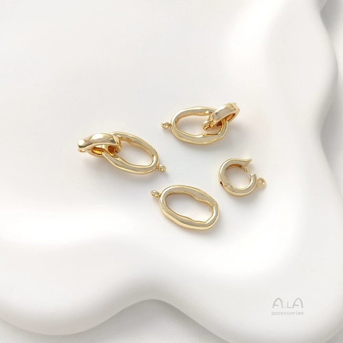 14-каратное позолоченное овальное двойное кольцо специальной формы с пряжкой из жемчуга, материал браслета, ожерелье, кулон, соединительная пряжка, ювелирные аксессуары «сделай сам»