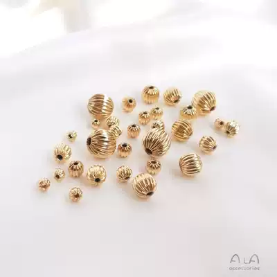 Color retention 14K gold lantern beads watermelon beads pumpkin beads DIY handmade loose beads jewelry chain bead accessories