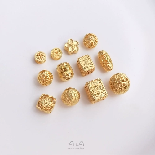 Alaqiang сохраняющий цвет песочно-золотой кулон полые резные бусины с благословением характер фонарь цветочный шар DIY ожерелье ручной работы аксессуары