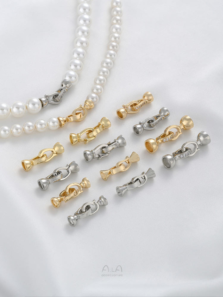 STRONG COLOR 14K GOLD-FILLED DOUBLE-ENDED PEARL BUCKLE HANDMADE DIY BRACELET NECKLACE CONNECTION CLOSING BUCKLE BUCKLE JEWELRY ACCESSORIES