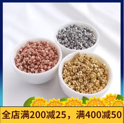 Color retention accessories 18K Gold Gold White Gold rose gold cross-cut flower beads melon pattern round beads diy string jewelry loose beads
