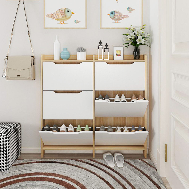 Behind the door ultra-thin 13 cm tipping shoe cabinet large-capacity porch three bucket six bucket storage cabinet home door narrow shoe cabinet