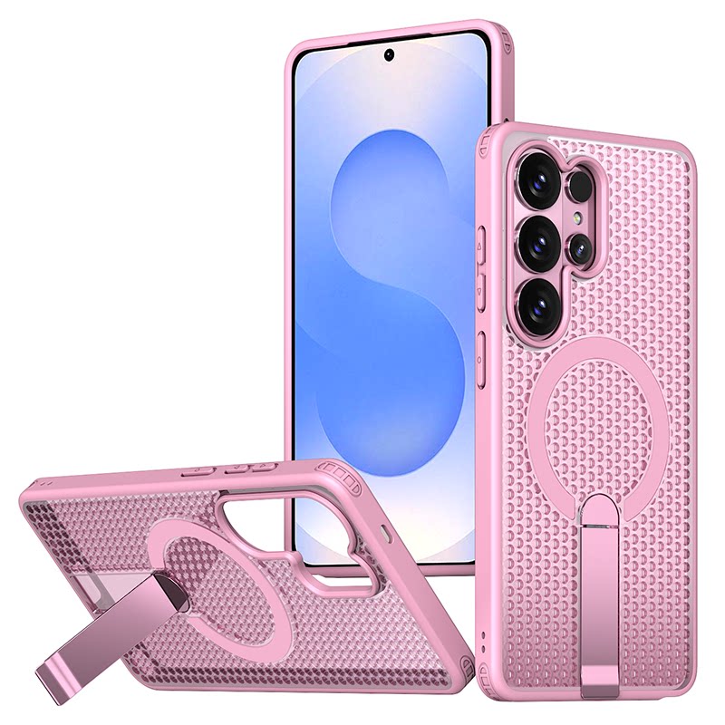 Heat Dissipation Folding Stand Magnetic with Textured Grid Back Samsung Phone Case