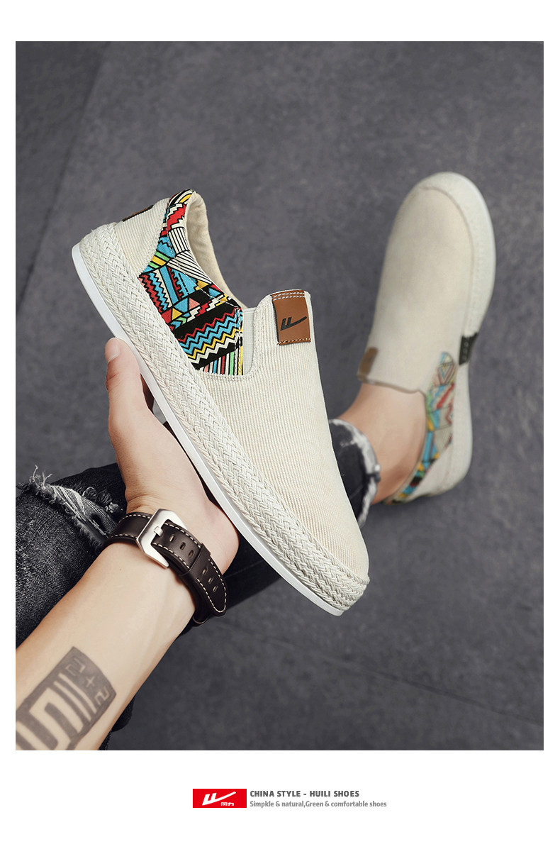 Утепленная обувь 回力帆布男鞋冬季2025新款渔夫亚麻软底休闲开车一脚蹬老北京布鞋 Warrior