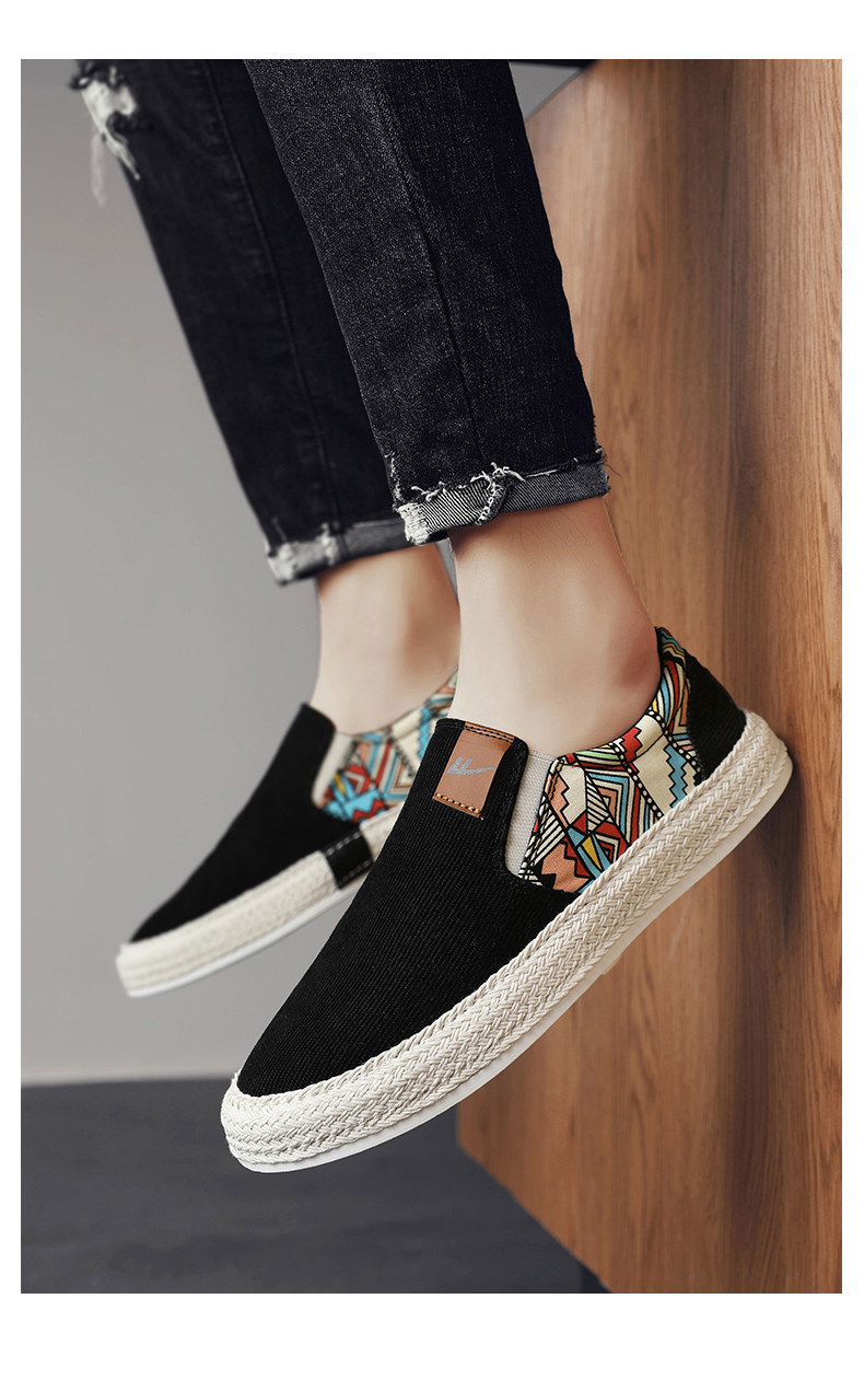 Утепленная обувь 回力帆布男鞋冬季2025新款渔夫亚麻软底休闲开车一脚蹬老北京布鞋 Warrior