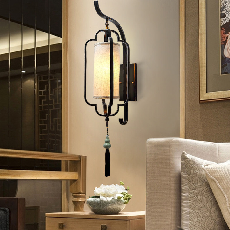 Living room New Chinese style wall lamp free of charge rechargeable battery with all-copper bedroom wireless wall lamp without plugging electric wiring-Taobao