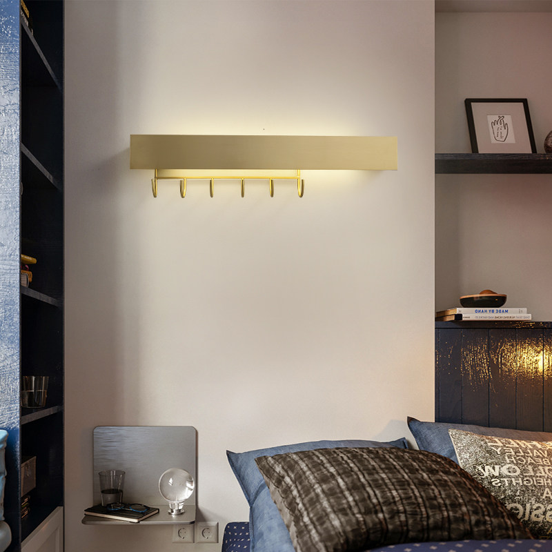 Battery-equipped wall lamp corridor bedroom hook hanger coat hook clothes rack wall lamp wireless charging bedside lamp