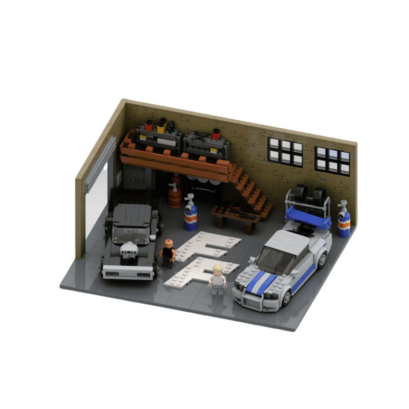 Speed Series 8-Wheel Vehicle Assembly Building Blocks Moc Fast and Furious Warehouse Exhibition Hall Educational Boy Model Set