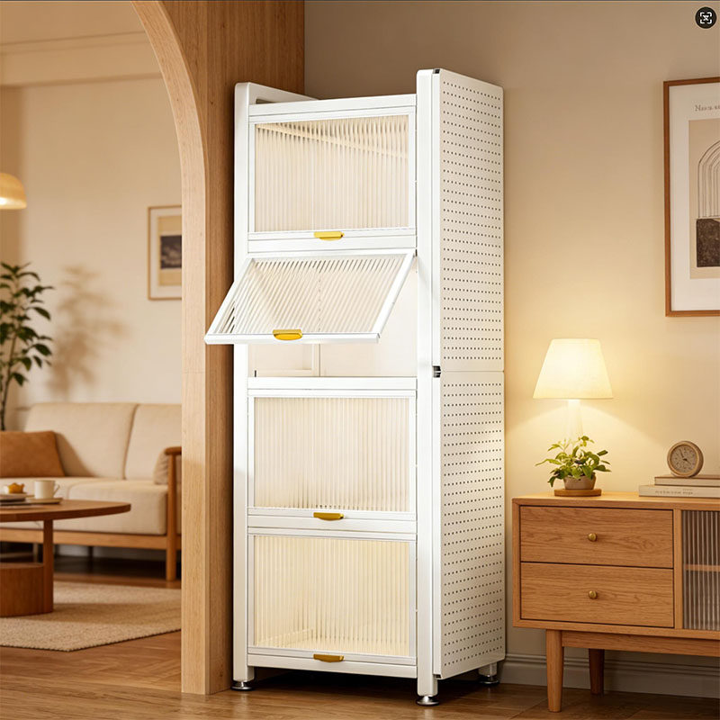 Children's Hair Clip Storage Bookshelf Floor Standing Shelf Dustproof Storage Cabinet Steel Student Bookcase Living Room Storage Cabinet with Doors
