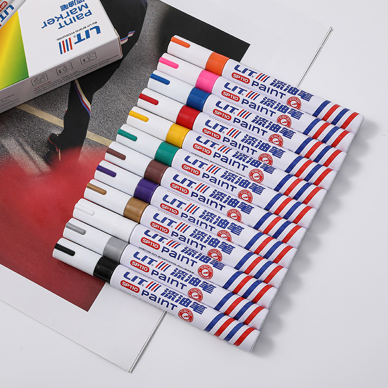 Paint pen golden sign pen stone tombstone inscription pen does not fade touch-up paint pen hand-painted white painting trace gold pen black silver mike pen signature pen special tire marker pen wholesale
