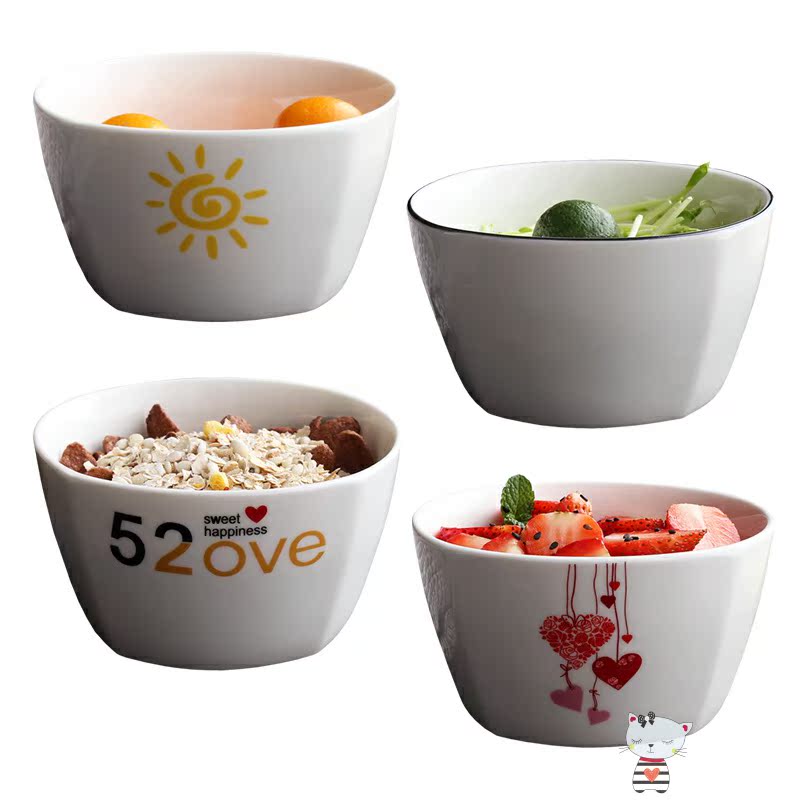 Rich treasure bowl home eat rice bowl, square bowl express cartoon boreal Europe style ceramic tableware porringer meal bowl