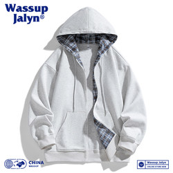 WASSUP JALYN Sweatshirt Outwear men and women Spring & Fall Couple Heavy weight hooded Casual Loose zipper Cardigan Tops