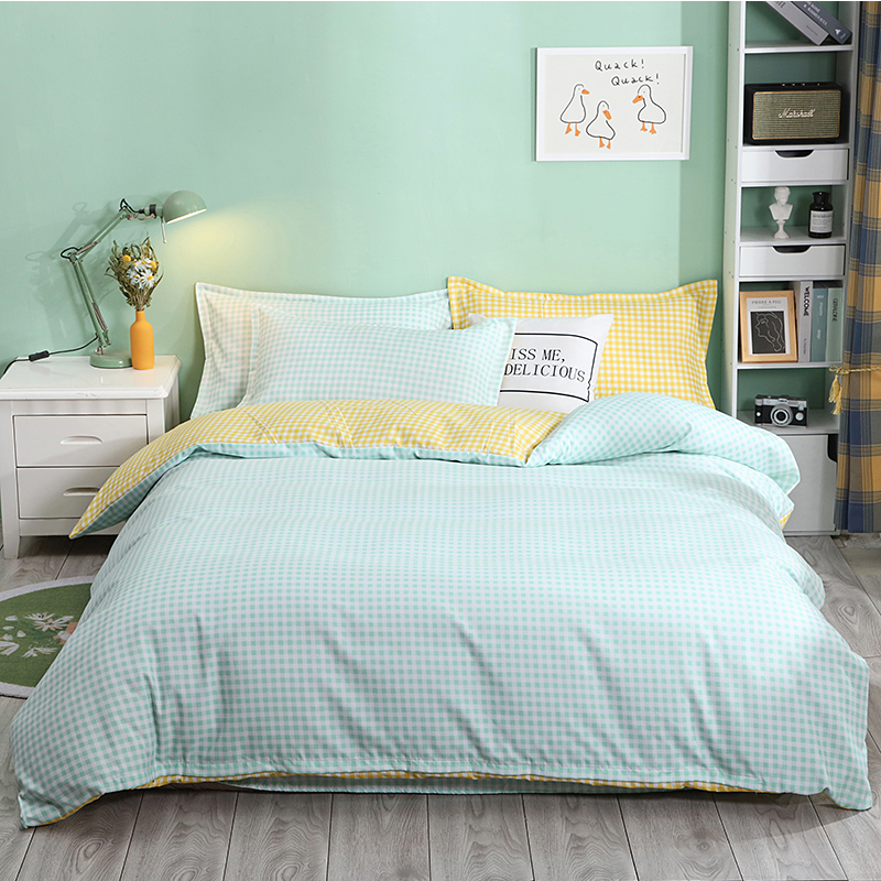 Four Pieces Bed Sets Pins Nordic Teenage Girl Han Style Princess Wind Pillowcase Dormitory Pillow Towel Mesh Red Quilt Cover Bedding