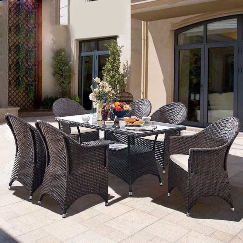 Building Dream Home Brief Outdoor Table And Chairs Patio Balcony Open-air Garden Yard Casual Rattan Chairs Combined Rattan Chairs