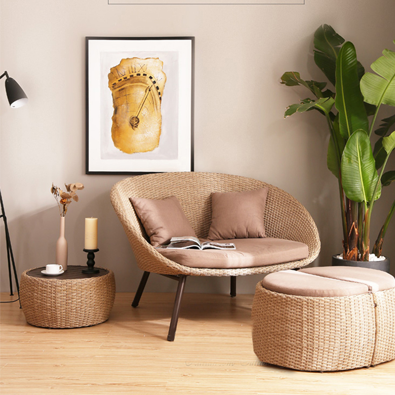 Dream house creative outdoor courtyard rattan sofa living room combination balcony Nordic leisure sofa rattan chair combination