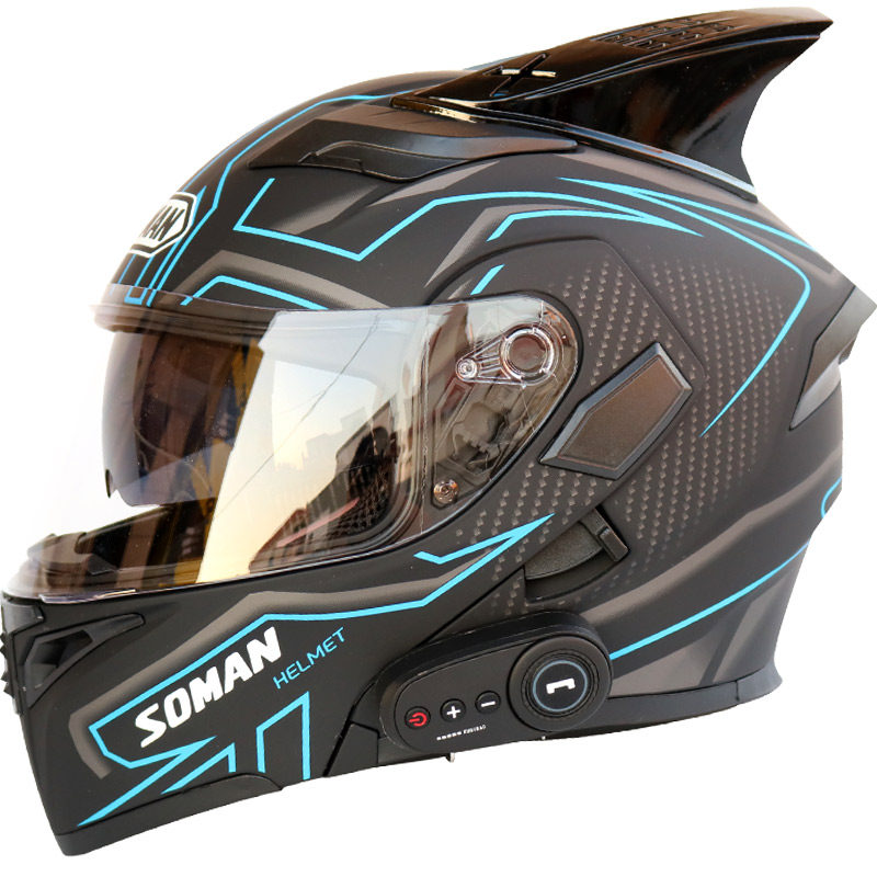 Electric car with Bluetooth headset hard hat men and women built-in summer four seasons gray Kui exposed electric hard hat horns