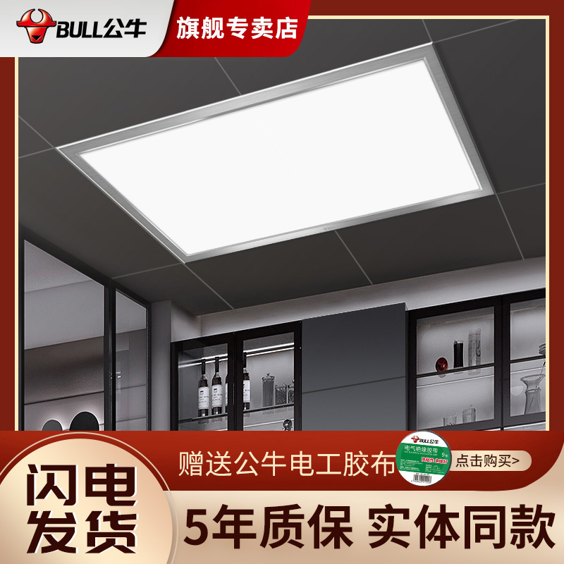 Bull integrated suspended ceiling led flat lamp makeup room kitchen embedded aluminium buckle plate toilet suction ceiling lamp 300x600