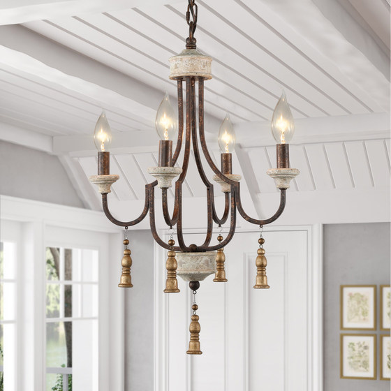 European and French Restaurant Bedroom High-End Hotel Chandelier Country Antique Pastoral B&B Iron Log Ceiling Lighting