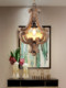 American Country Retro Small Chandelier Solid Wood Gold-Painted Clothing Store Restaurant Lamp Mediterranean Folk Country Cafe Single Head