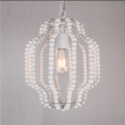 French-Style Minimalist American Foyer Hallway Wooden Bead Lamp European-Style Wood-Colored White Bar Counter Balcony Dining Room Bedside Small Pendant Light