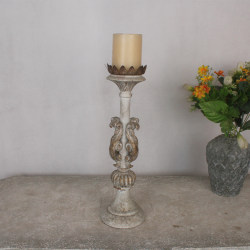 American Country Solid Wood Candlestick French Pastoral Ornaments Decorative Antique Bedroom Wood Carving Imported Retro Candle Holder