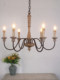 American Country-Style Candle Chandelier, Vintage Japanese-Style Pastoral French-Style European-Style Bedroom Living Room Natural Wood Lighting Fixtures