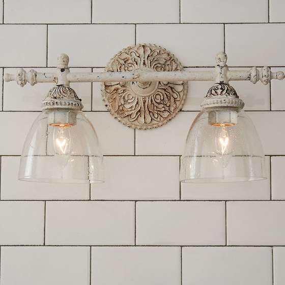 French-Style Retro Mirror Front Lamp with Water-Pattern Glass Cover, Vintage Wall Lamp for Guesthouse Model Rooms, Creative and Unique Corridor Wall Lamp