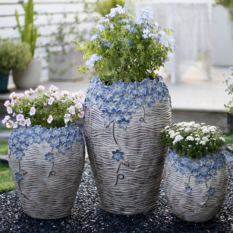 Garden extra-large flowerpot succulent deep high imitation ceramic cement outdoor creative balcony garden decoration 2021 new