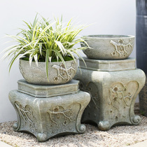 China Wind Villa Courtyard Swing Piece Day Style Individuality Outdoor Garden Terrace Decoration View Creative Antique Flower Pot Stone Pier