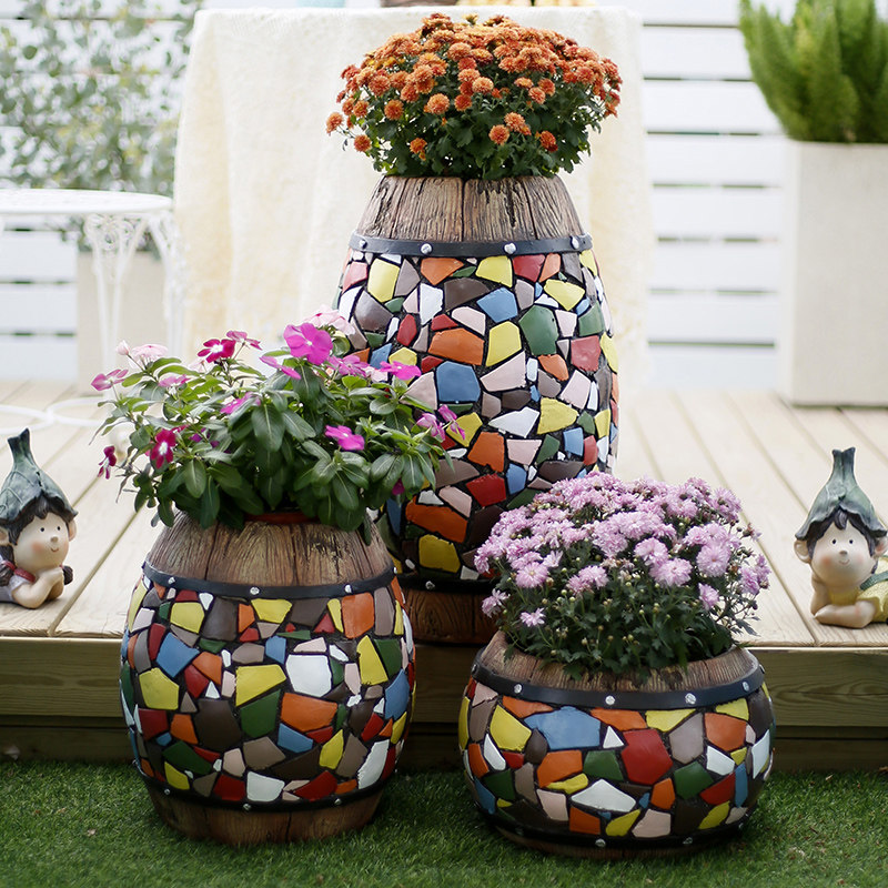 Creative mosaic flower pot villa garden garden balcony decoration ceramic large succulent household flower pot