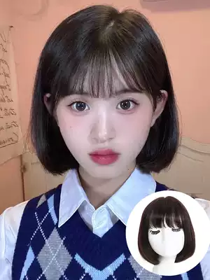 Wig female short hair natural age real hair full head sleeve round face Net red wave hair hair silk fashion wig