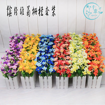Small Daisy wooden fence rose silk flower pastoral simulation fake flower potted decorative flower living room floral set furnishings