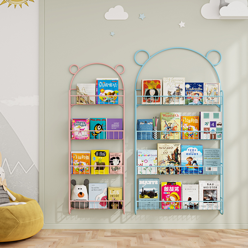 Children Bookcase Wall Containing Plotter Shelf Book Wall Wall-mounted Wall Wall Book Wall Simple Hanging Iron Art