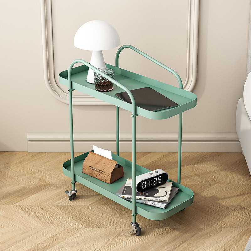 Nordic Living Room Sofa Side Shelf Light Extravagant Snack Small Cart Bedside headstock Shelf Double home mobile dining car