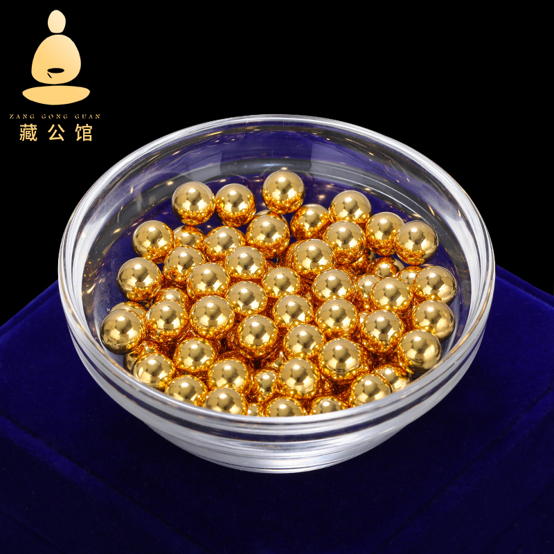 Manza Jewel 925 Pure Silver Plated 24k Gold Without Hole Vacuum Round Pearl dedicated to Treasure Bottle Buddha Buddha Dress Stash