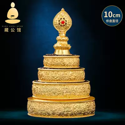 Sterling silver Manza s990 gold-plated Tibetan handmade eight auspicious Manda repair plate 10cm tantric Buddhism for Manchala