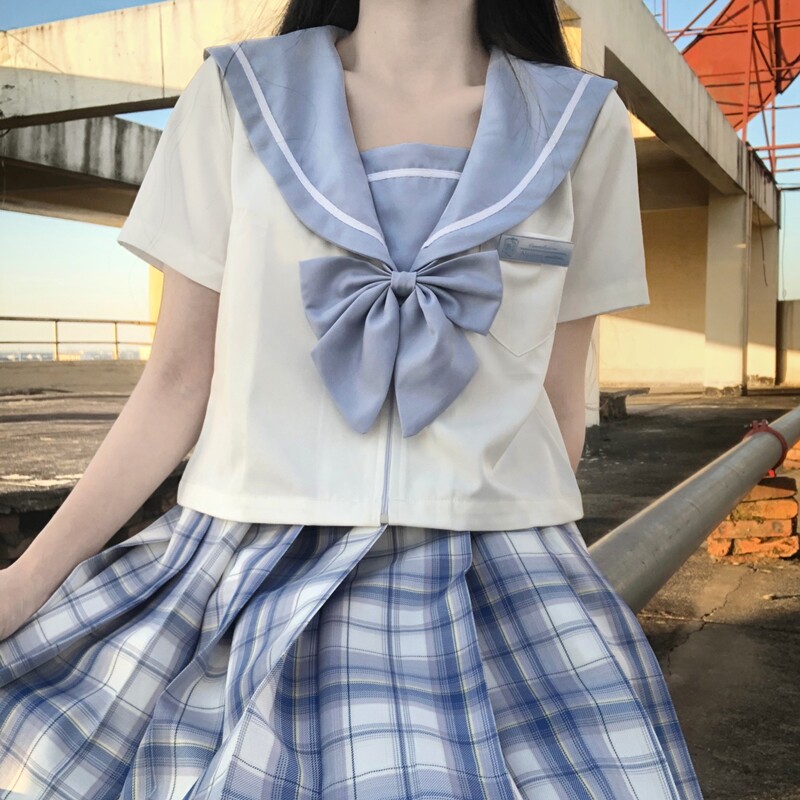 Original JK uniform Mariner clothing female middle wear summer short sleeve base day school wind