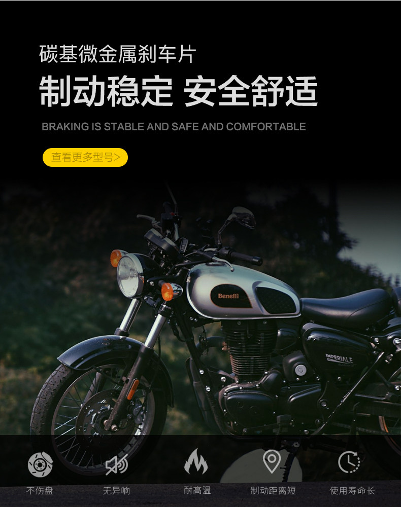 Carbon-based micro-metal brake pads for Benelli Empire Imperiale BJ400-8 disc brake accessories