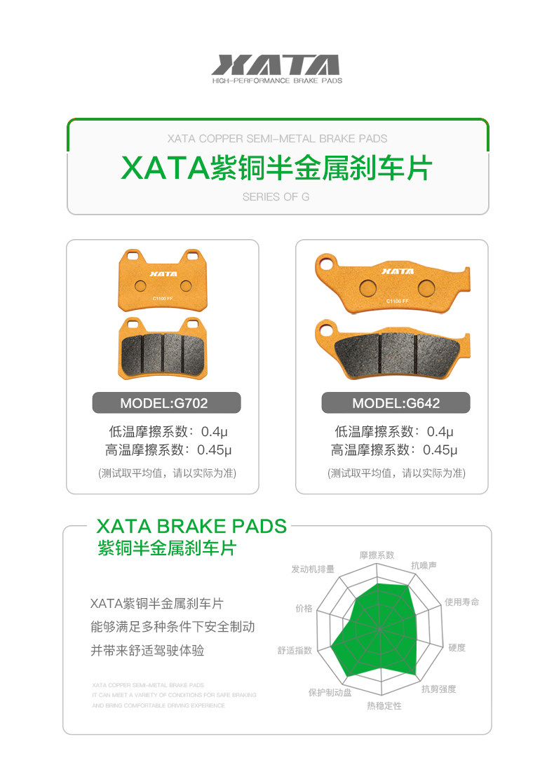 Xata Semi-Metallic Brake Pads Suitable for 800Mt Mtx Cf800-5-11A Disc Brake Modification Accessories