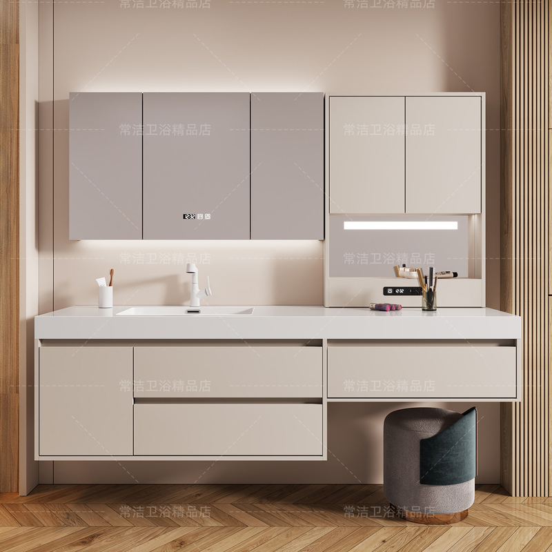 Light Luxury Slate Ceramic Seamless Basin Bathroom Cabinet Vanity Set Integrated Bathroom Vanity Washbasin Cabinet Light Luxury Slate Ceramic Seamless Basin Bathroom Cabinet Vanity Set Integrated Bathroom Vanity Washbasin Cabinet