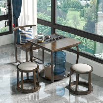 Balcony tea table and chair combination Zen solid wood household small tea table Simple modern Kung Fu tea table New Chinese tea table
