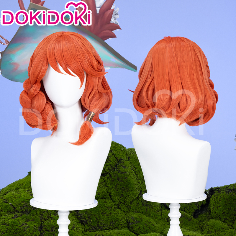 Dokidoki in Stock League of Legends Arloa Cosplay Wig Braided Hair Orange Medium Length Hair