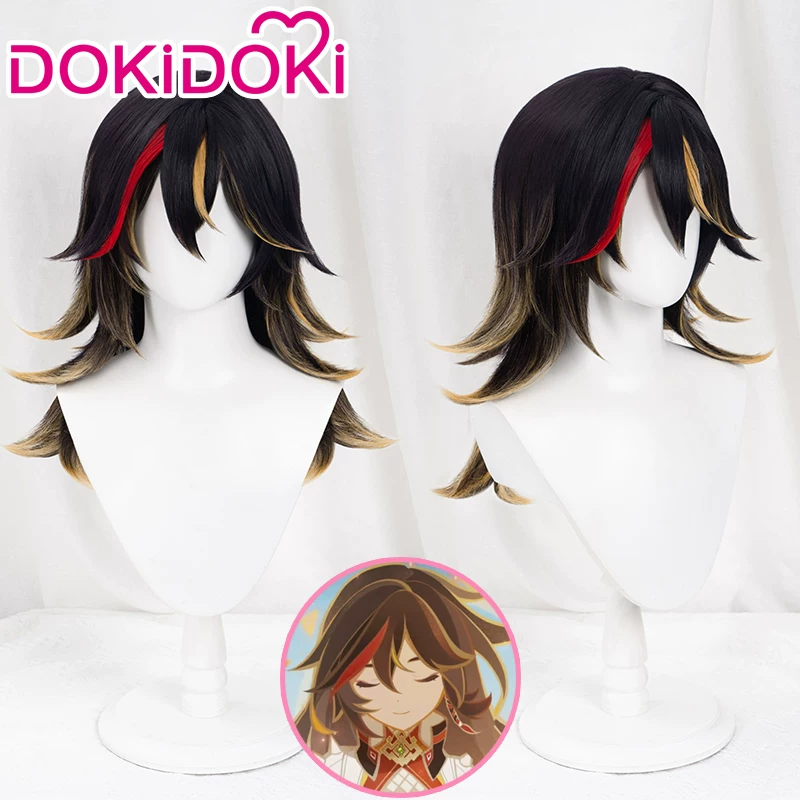 DOKIDOKI Genshin Impact, яблоко, черный парик, (Physicals), косплей