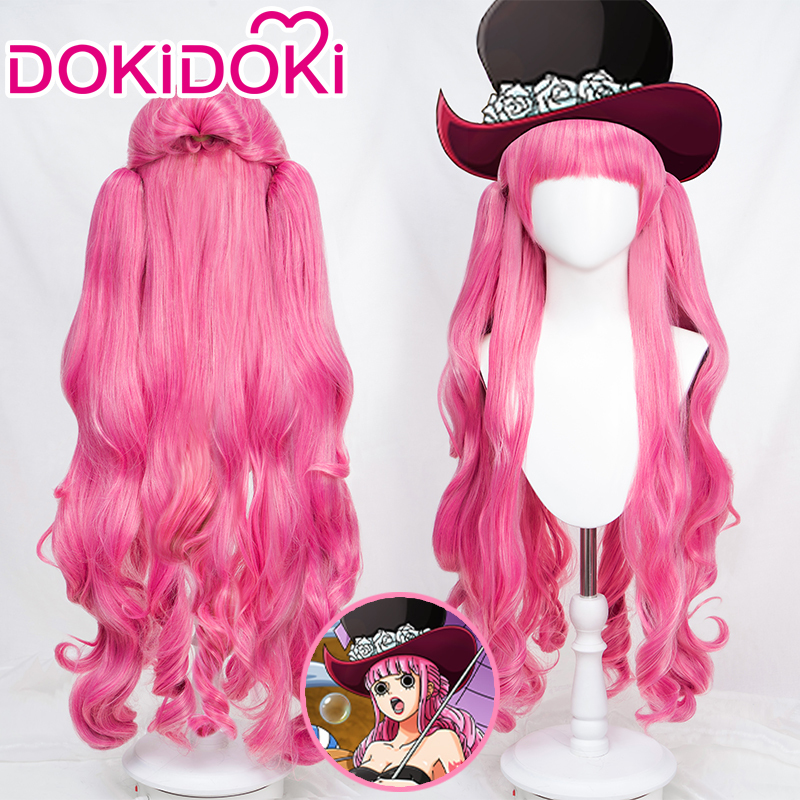 Dokidoki in Stock One Piece Perona Cosplay Wig Double Ponytails Tiger Mouth Clip Big Wavy Long Hair