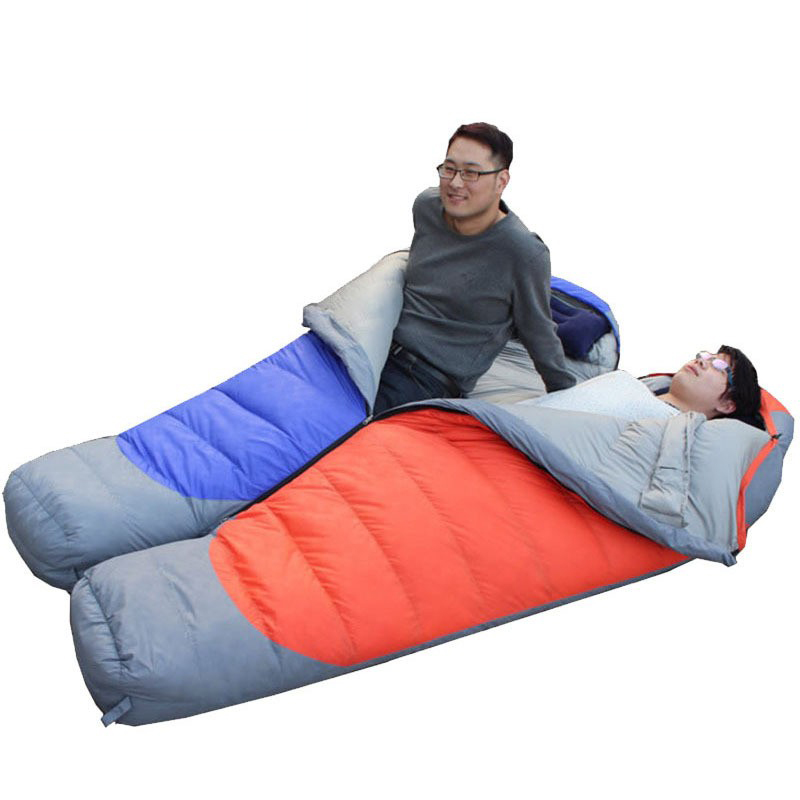 Down Sleeping Bag Adult Male Outdoor Autumn Winter Single Splicing Thickened Anti-Chill Adult Duck Suede Camping Sleeping Bag